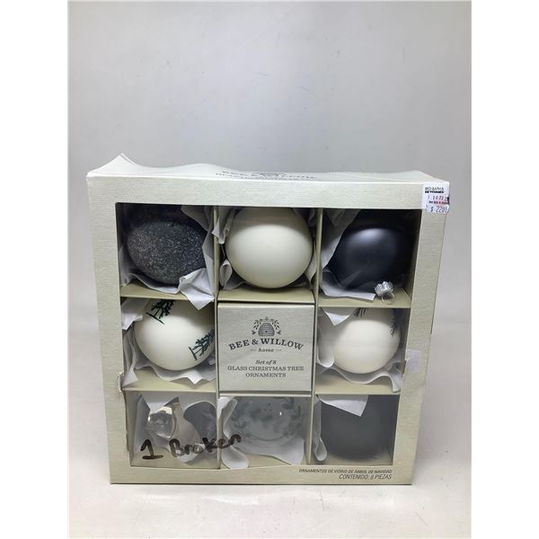 Bee & Willow Set Of 8 Glass Christmas Tree Ornaments