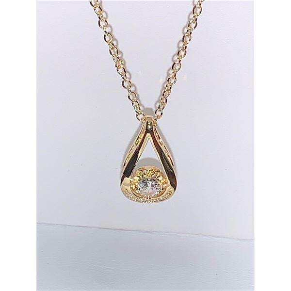 Tear Drop Solitaire .75 Carat Ladies 14K GP Pendant and Chain Set