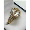 Image 2 : Ladies Multi Stone cluster Dress ring 14K GP with solitaire setting