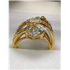 Image 4 : Ladies Multi Stone cluster Dress ring 14K GP with solitaire setting