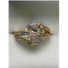 Image 5 : Ladies Multi Stone cluster Dress ring 14K GP with solitaire setting