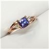 Image 3 : 10K Rose Gold Tanzanite(0.7ct) Diamonds (0.04Ct, Si-2,F-G) Ring (~Size 6)(Ring is resizable for $40)