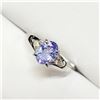 Image 2 : 10K White Gold Tanzanite(1.1ct) Diamonds (0.03Ct, Si-2, F-G) Ring (~Size 7.5)(Ring is resizable for 