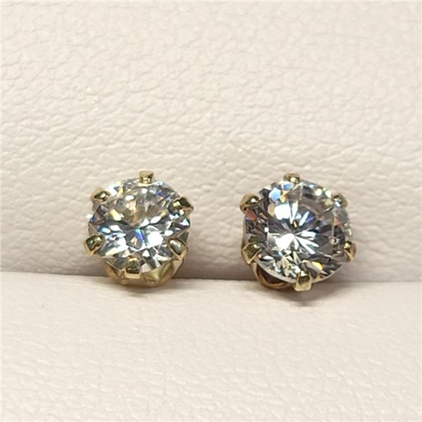 10K Yellow Gold Cubic Zirconia Earrings (~Size 0) (~length 0 inches) (~weight 0.67g), Suggested Reta