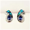 Image 1 : Silver Sapphire (1.5ct) Opal Triplet Earrings (~Size 0) (~length 0 inches) (~weight 3.38g), Suggeste