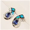 Image 3 : Silver Sapphire (1.5ct) Opal Triplet Earrings (~Size 0) (~length 0 inches) (~weight 3.38g), Suggeste