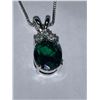 Image 2 : Ladies Emerald Style Gemstone Pendant Necklace