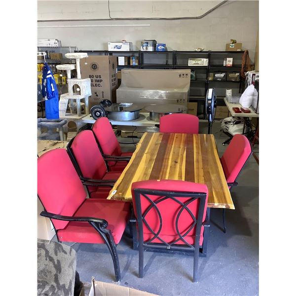 Wooden Table w/ 6 Chairs (38 1/2in x 70 1/2in x 30in)