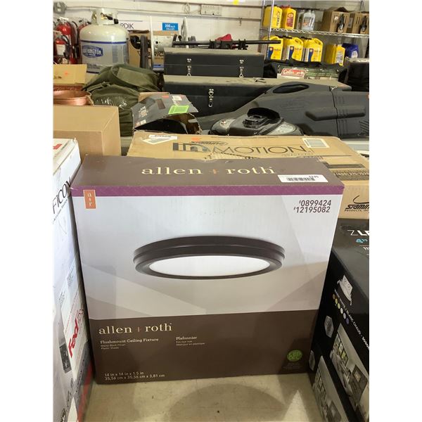 Allen + Roth Flushmount Ceiling Fixture Black Finish (14in x 14in x 1.5in)
