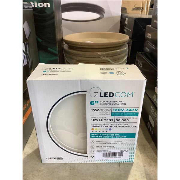 Leadvision ZLED Com Dimmable Adjustable Kelvin 6in Slim Recessed Light with Remote Junction Box 15W/