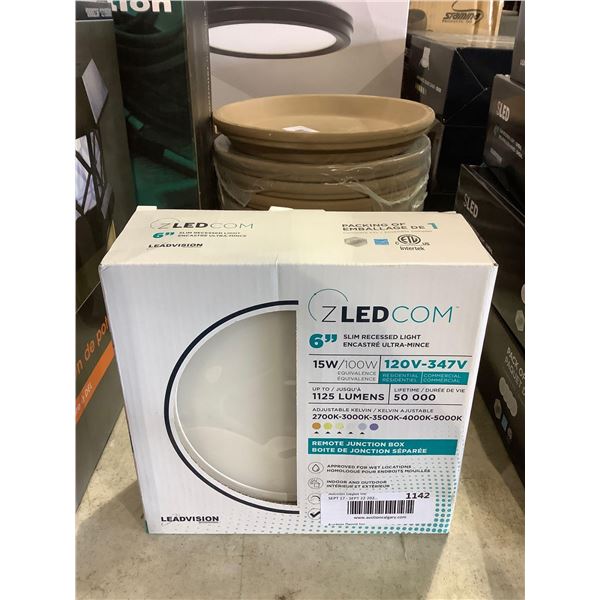 Leadvision ZLED Com Dimmable Adjustable Kelvin 6in Slim Recessed Light with Remote Junction Box 15W/