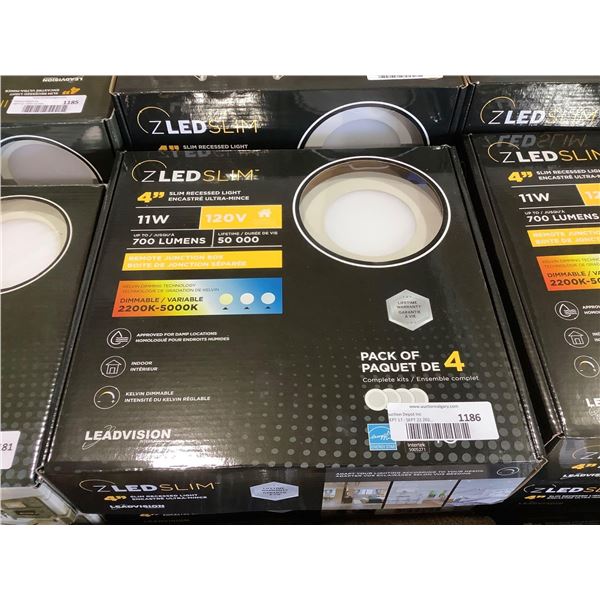 Leadvision 4-Pack ZLED Slim Dimmable Adjustable Kelvin 4in Slim Recessed Light with Remote Junction 