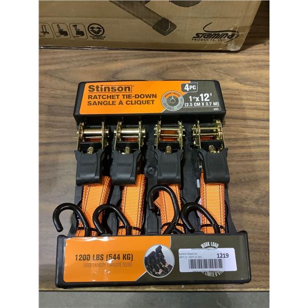 Stinson 4-Piece Ratchet Tie-Down Set (1in x 12ft)