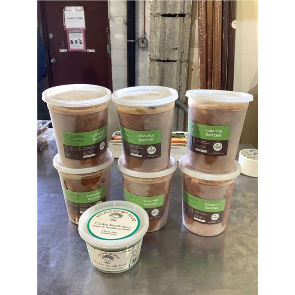 Frozen Beef Chili and Chicken Noodle Soup Lot of 7