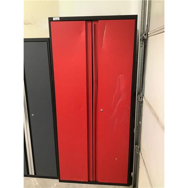 Metal Storage Cabinet in Red - Visible Damage (36in x 24in x 80in)