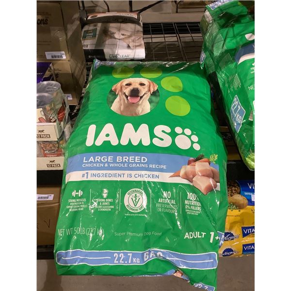 Iams Large Breed Adult Dog Food Chicken & Whole Grains Recipe (22.7kg)