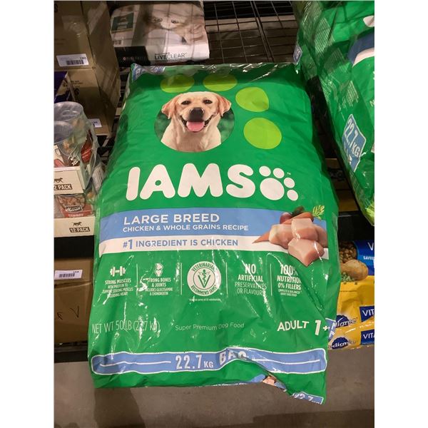 Iams Large Breed Adult Dog Food Chicken & Whole Grains Recipe (22.7kg)