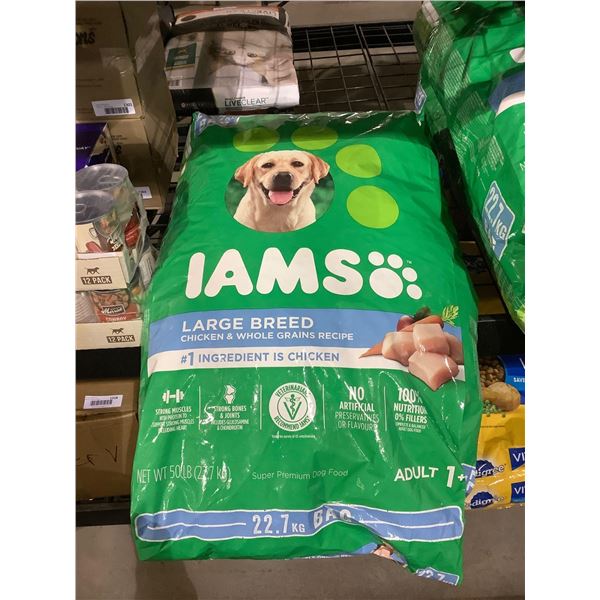Iams Large Breed Adult Dog Food Chicken & Whole Grains Recipe (22.7kg)