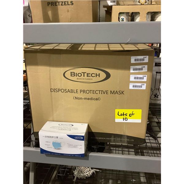 Biotech 50ct Disposable Non-Medical Protective Masks Lot of 10