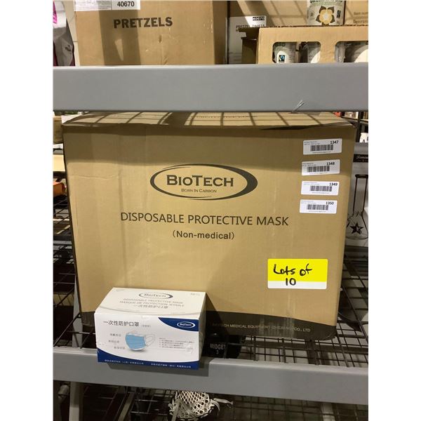 Biotech 50ct Disposable Non-Medical Protective Masks Lot of 10