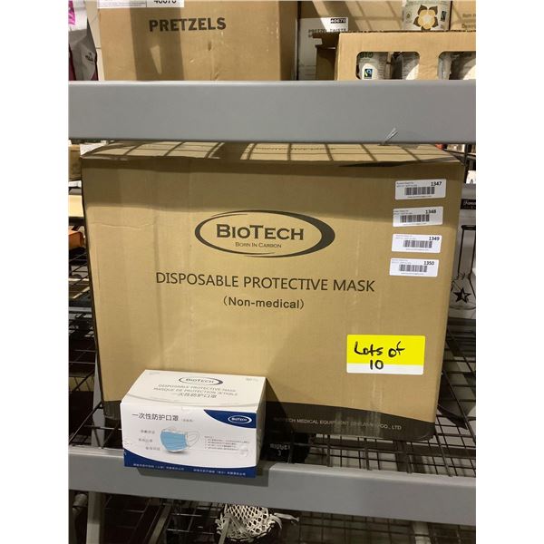 Biotech 50ct Disposable Non-Medical Protective Masks Lot of 10