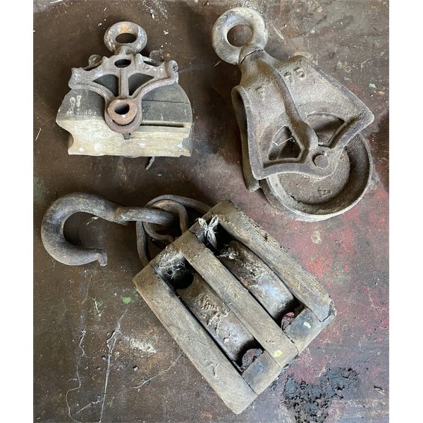 LOT OF 3 - ANTIQUE PULLEYS