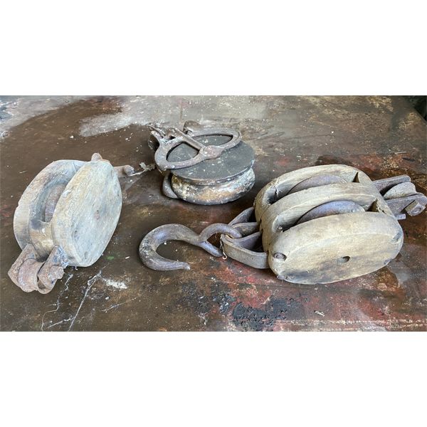 LOT OF 3 - ANTIQUE PULLEYS
