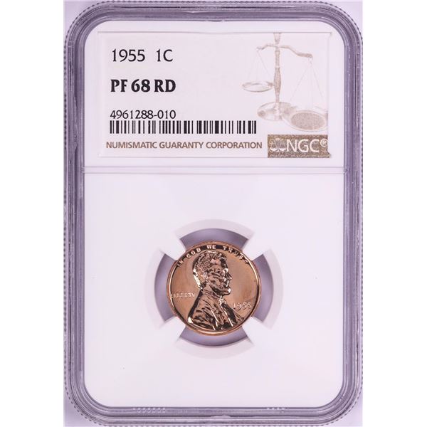 1955 Proof Lincoln Wheat Cent Coin NGC PF68RD