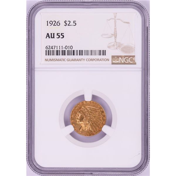 1926 $2 1/2 Indian Head Quarter Eagle Gold Coin NGC AU55