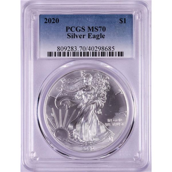 2020 $1 American Silver Eagle Coin PCGS MS70