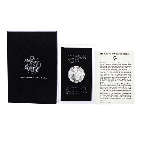 1884-CC $1 Morgan Silver Dollar Coin GSA Hoard Uncirculated with Box