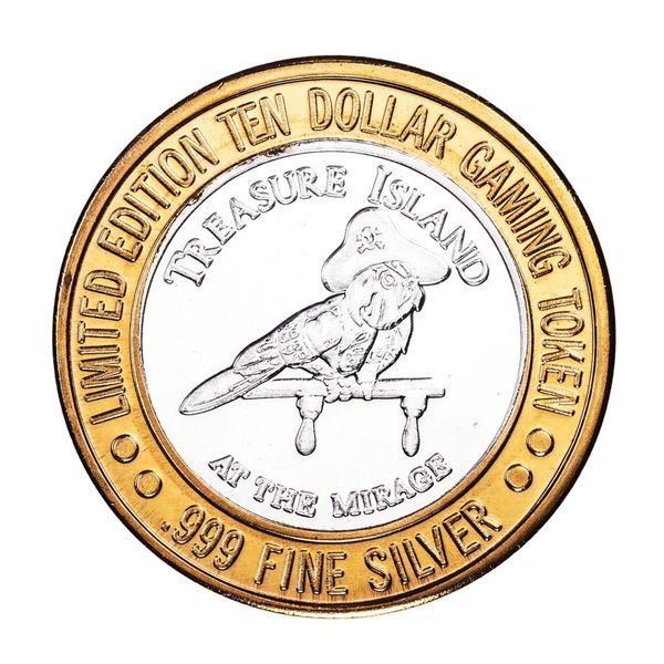 .999 Silver Treasure Island Las Vegas, Nevada $10 Casino Limited Edition Gaming Token