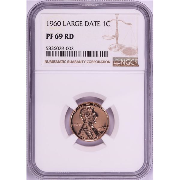 1960 Large Date Proof Lincoln Memorial Cent Coin NGC PF69RD