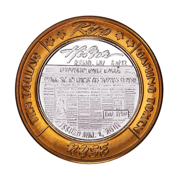 .999 Fine Silver Hilton Reno, Nevada $10 Limited Edition Gaming Token