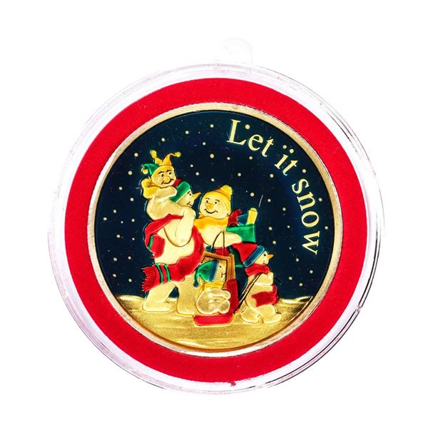 2007 Holiday Let it Snow .999 Fine Silver Colorized Enamel Round