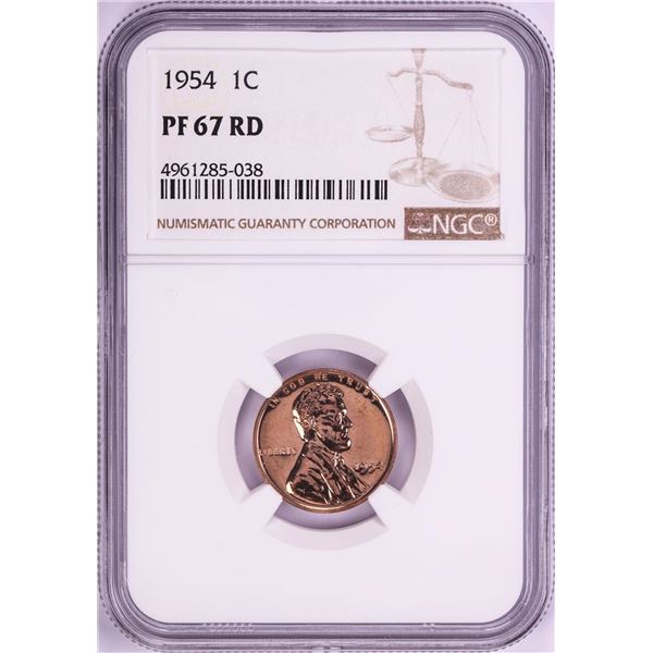 1954 Proof Lincoln Wheat Cent Coin NGC PF67RD