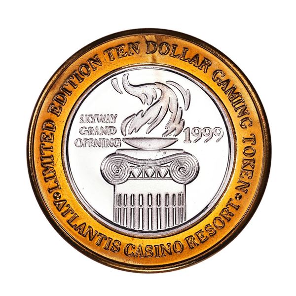 .999 Silver Atlantis Casino Resort Reno, NV $10 Casino Limited Edition Gaming Token