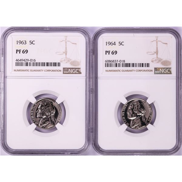 Lot of 1963-1964 Proof Jefferson Nickel Coins NGC PF69