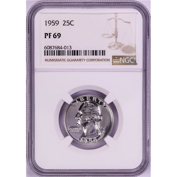 1959 Proof Washington Quarter Coin NGC PF69