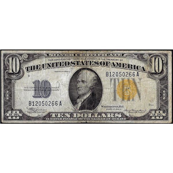 1934A $10 North Africa WWII Emergency Issue Silver Certificate Note