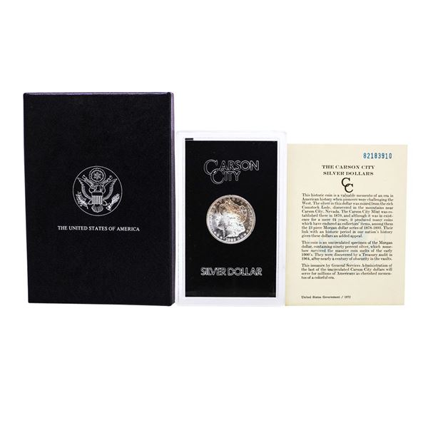 1882-CC $1 Morgan Silver Dollar Coin GSA Hoard with Box & COA Nice Toning