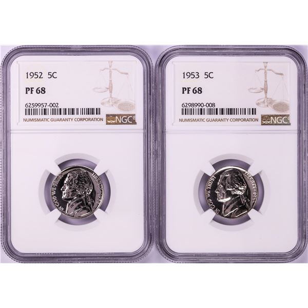 Lot of 1952-1953 Proof Jefferson Nickel Coins NGC PF68