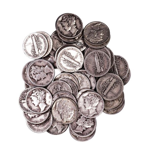 Lot of (50) Assorted Date Mercury Dime Coins