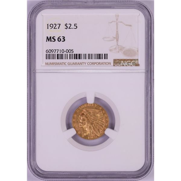 1927 $2 1/2 Indian Head Quarter Eagle Gold Coin NGC MS63