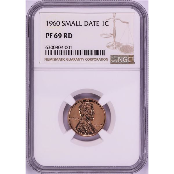 1960 Small Date Proof Lincoln Memorial Cent Coin NGC PF69RD
