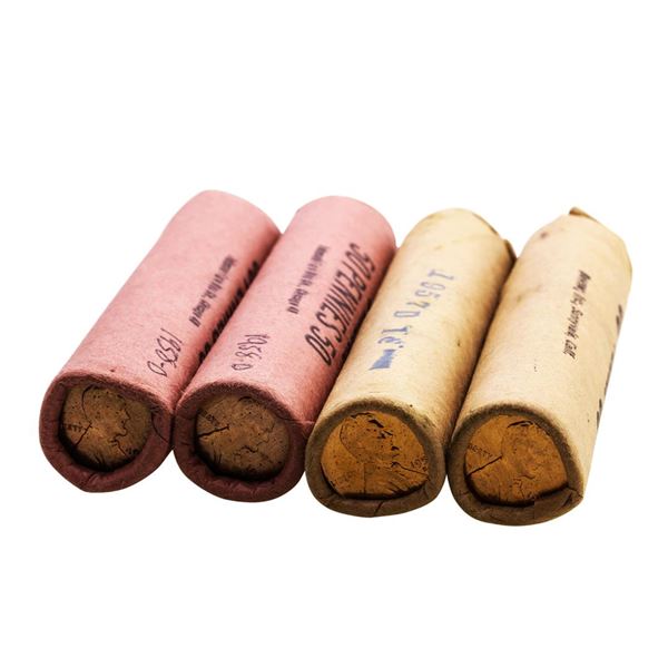 Lot of (2) 1957-D & (2) 1958-D Lincoln Wheat Cent Rolls