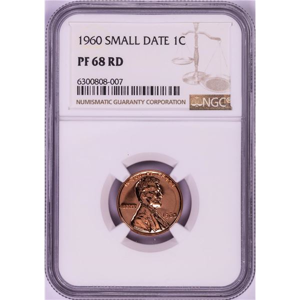 1960 Small Date Proof Lincoln Memorial Cent Coin NGC PF68RD
