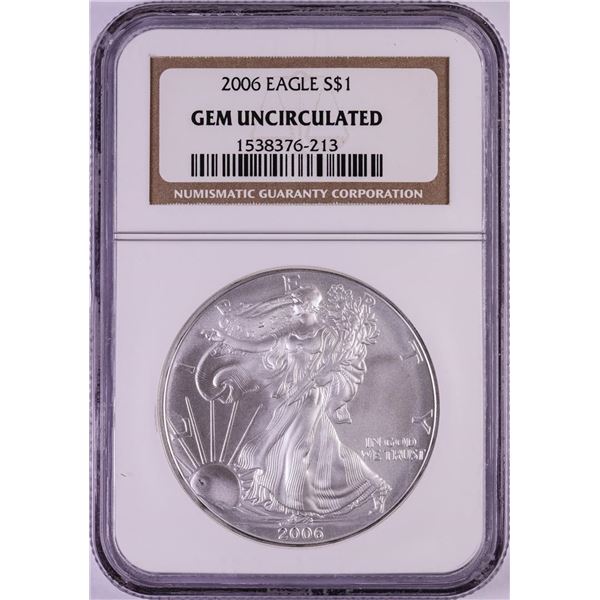 2006 $1 American Silver Eagle Coin NGC Gem Uncirculated