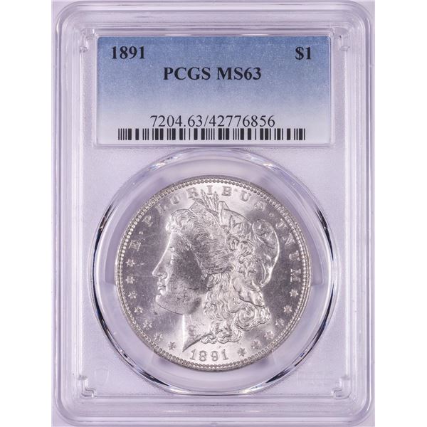 1891 $1 Morgan Silver Dollar Coin PCGS MS63