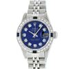Image 2 : Rolex Ladies Stainless Steel Diamond & Sapphire Oyster Perpetual Datejust Wristwatch